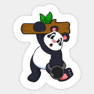 Panda with Wood at Strength training Sticker